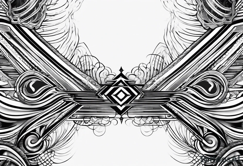 armband tattoo, horizontal with electromagnetic signal wave pattern tattoo idea