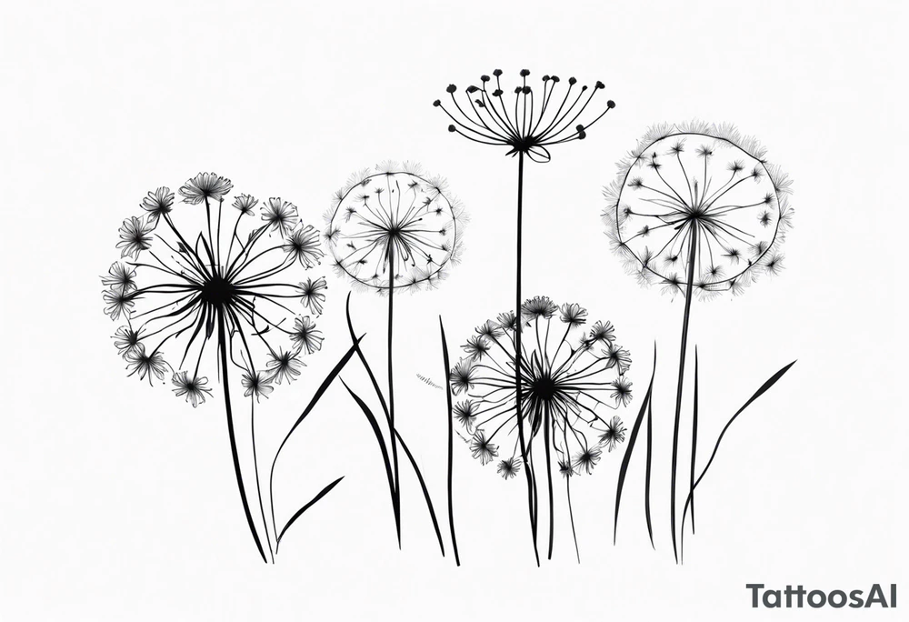 floral tattoo three dandelions tattoo idea