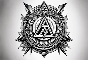 Valhalla valknut sword axe shield tattoo idea