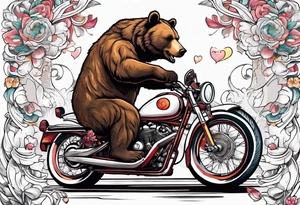 BEAR RIDING A BIKE AND PLAYING GUITAR tattoo idea