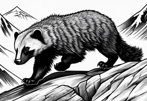 honey badger climbing up mountain, claws tattoo idea