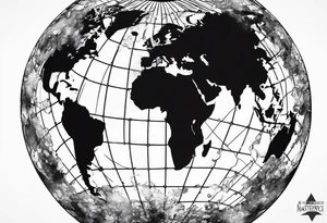spherical world map breaking glass tattoo idea