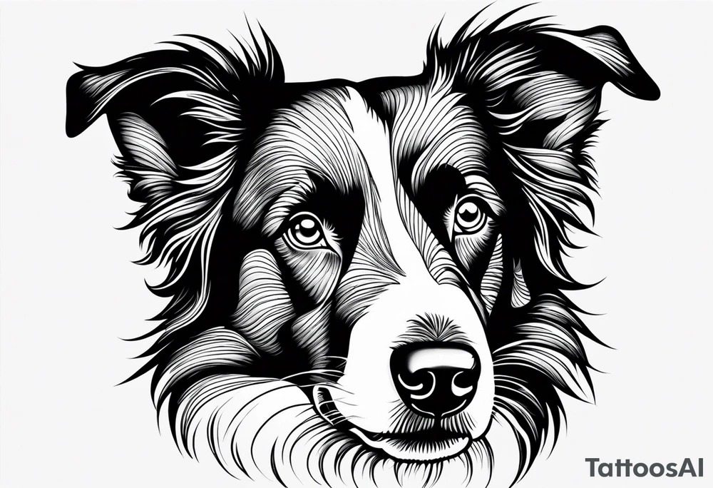 Border collie ears outline tattoo idea