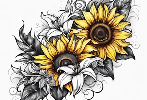 Sunflower and Lilly sleeve tattoo idea