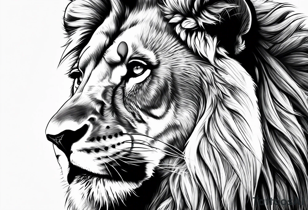 powerful majestic lion, close-up tattoo idea