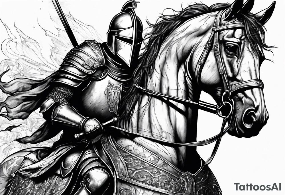 Wounded knight in battle tattoo idea
