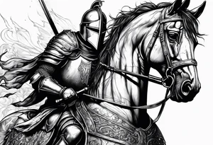 Wounded knight in battle tattoo idea
