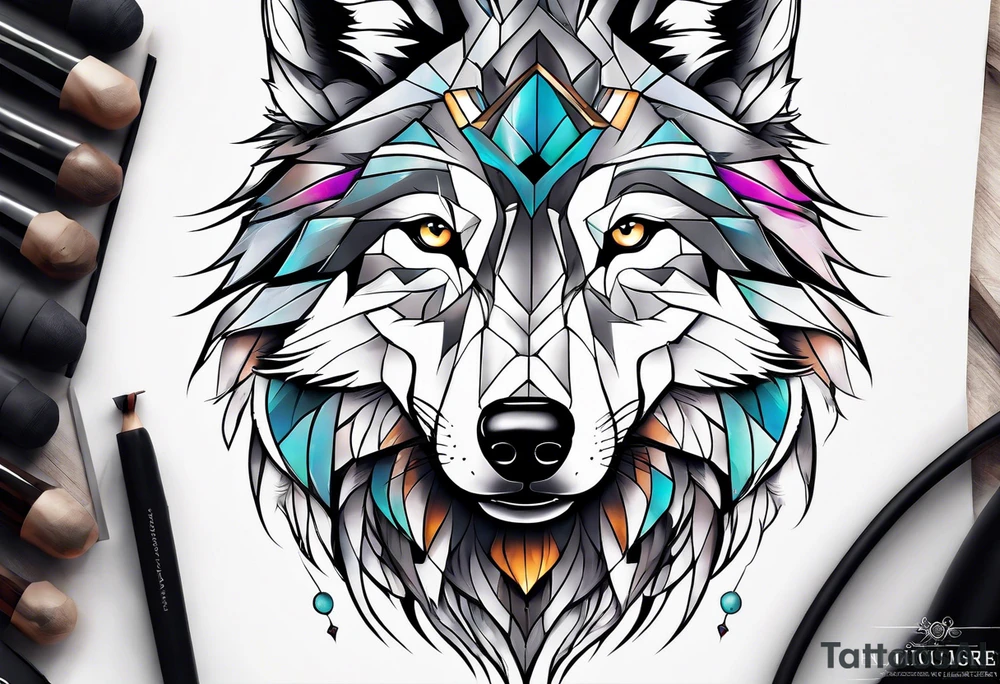 strong wolf gentle eyes tattoo idea