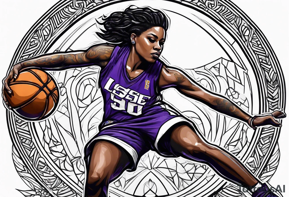 Angel Reese playing basketball at LSU tattoo idea