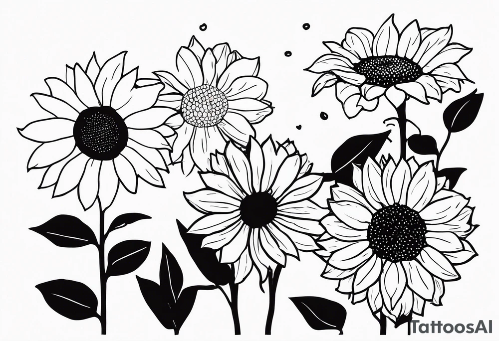 Sunflower, friendship, growth, strawberry wine, delicate, wildflowers tattoo idea