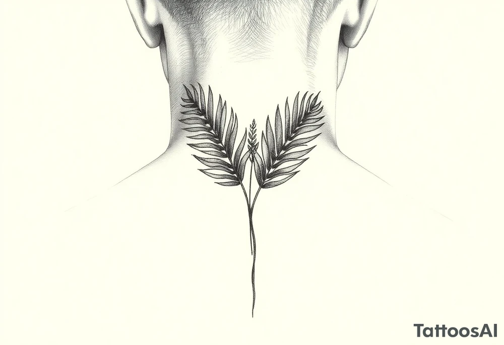 palm leaves neck tattoo tattoo idea