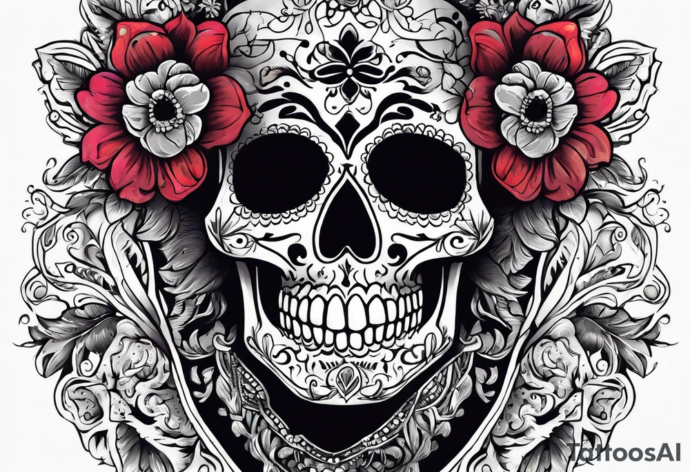 Mexico day of dead  rectangle  man skeleton tattoo idea