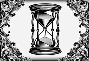 making time count. wristwatch sand flying around hourglass tattoo idea
