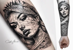 fragmented pain elbow on arm tattoo idea