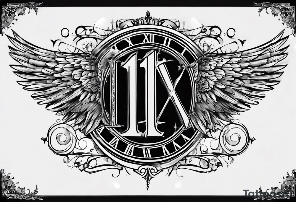 roman numerals vertically with wings either side for the 10th of October 2000 tattoo idea