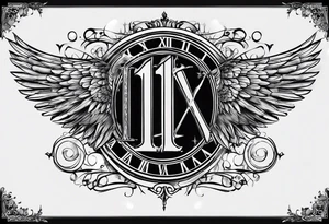 roman numerals vertically with wings either side for the 10th of October 2000 tattoo idea