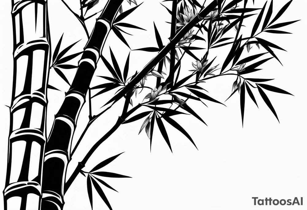 bamboo with cherry blossum tree behind it tattoo idea
