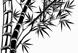 bamboo with cherry blossum tree behind it tattoo idea