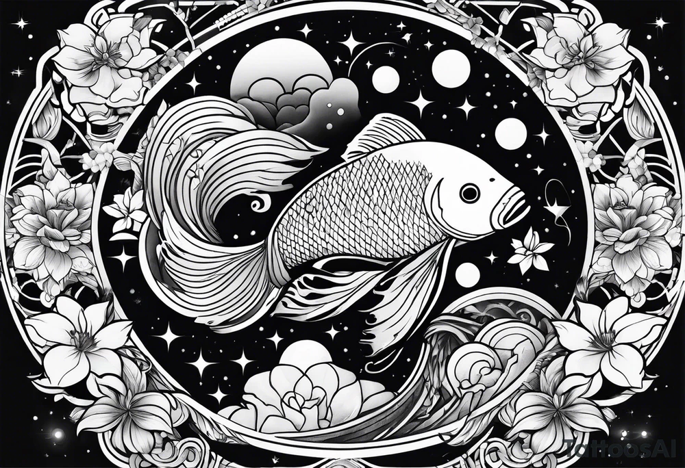 geometric half sleeve tatoo, space, nature, koi tattoo idea geometric half sleeve tatoo, space, nature, koi tattoo idea