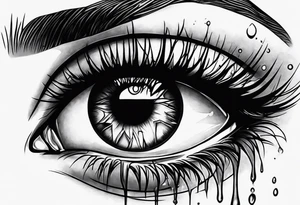 Realistic eye crying tears tragedy and death tattoo idea