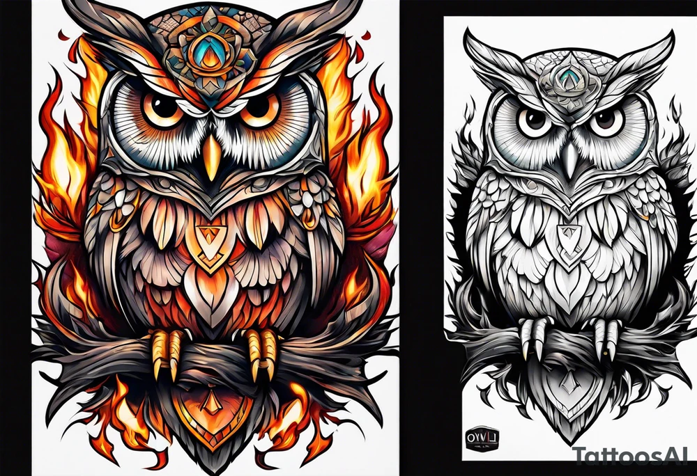 Owl Fire Mage tattoo idea