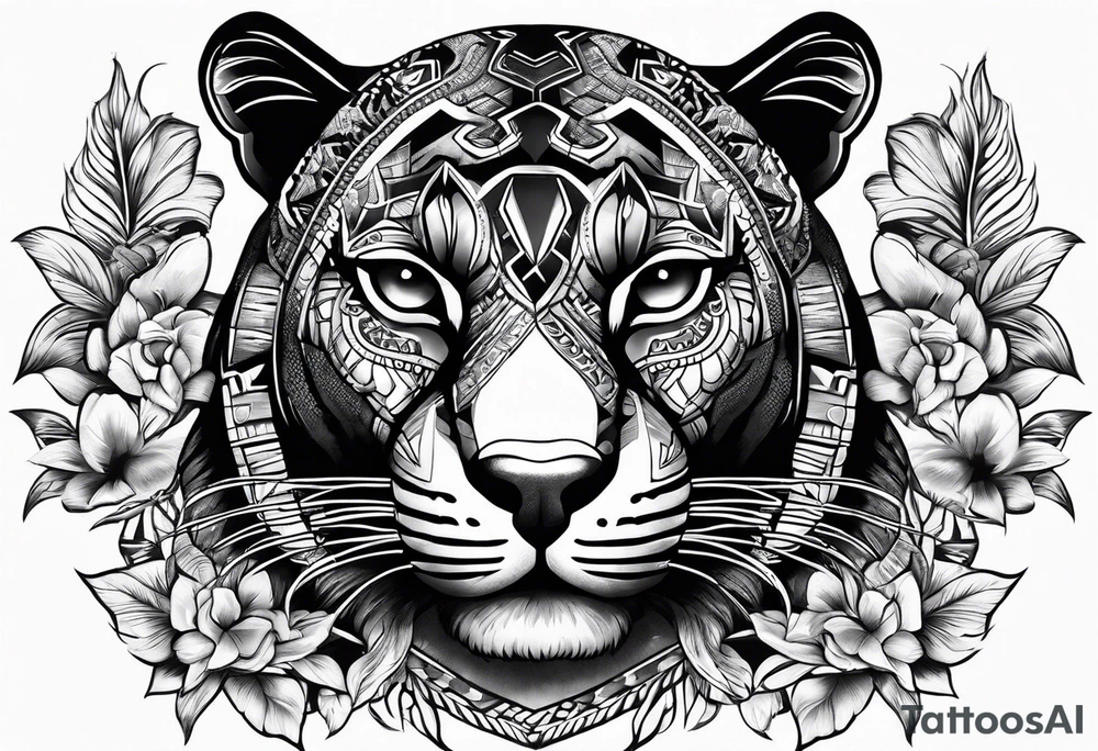 aztec black jaguar with snake tattoo idea
