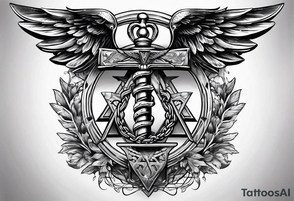 Staff of caduceus with masonic symbols tattoo idea | TattoosAI