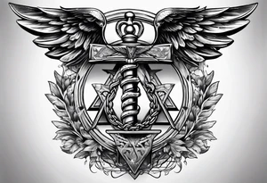 Staff of caduceus with masonic symbols tattoo idea