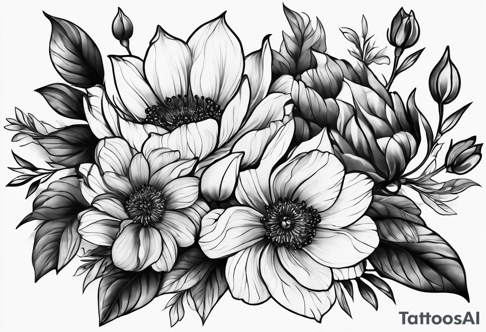 Black flowers tattoo idea