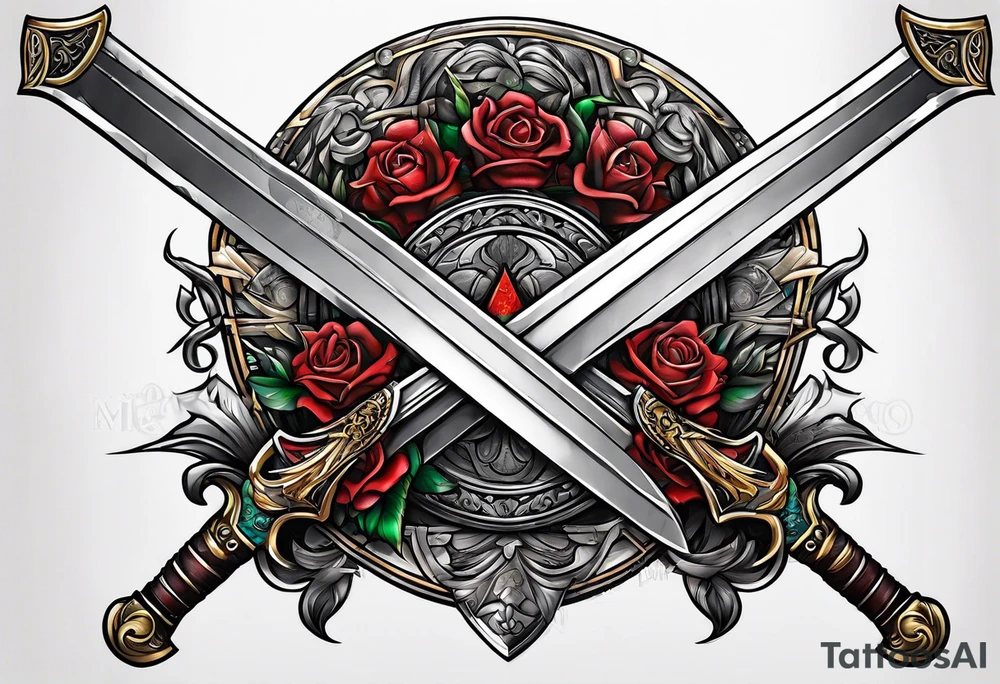 Swords memorial tattoo idea