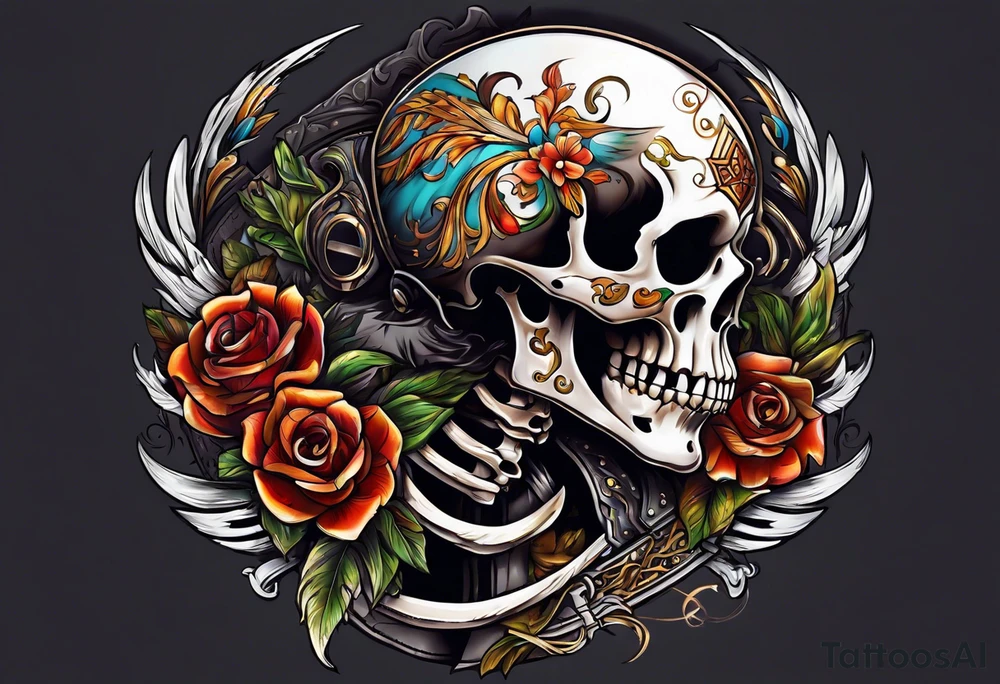 skeleton running from the world tattoo idea