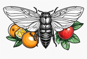 Neo traditional Cicada and fruit tattoo idea