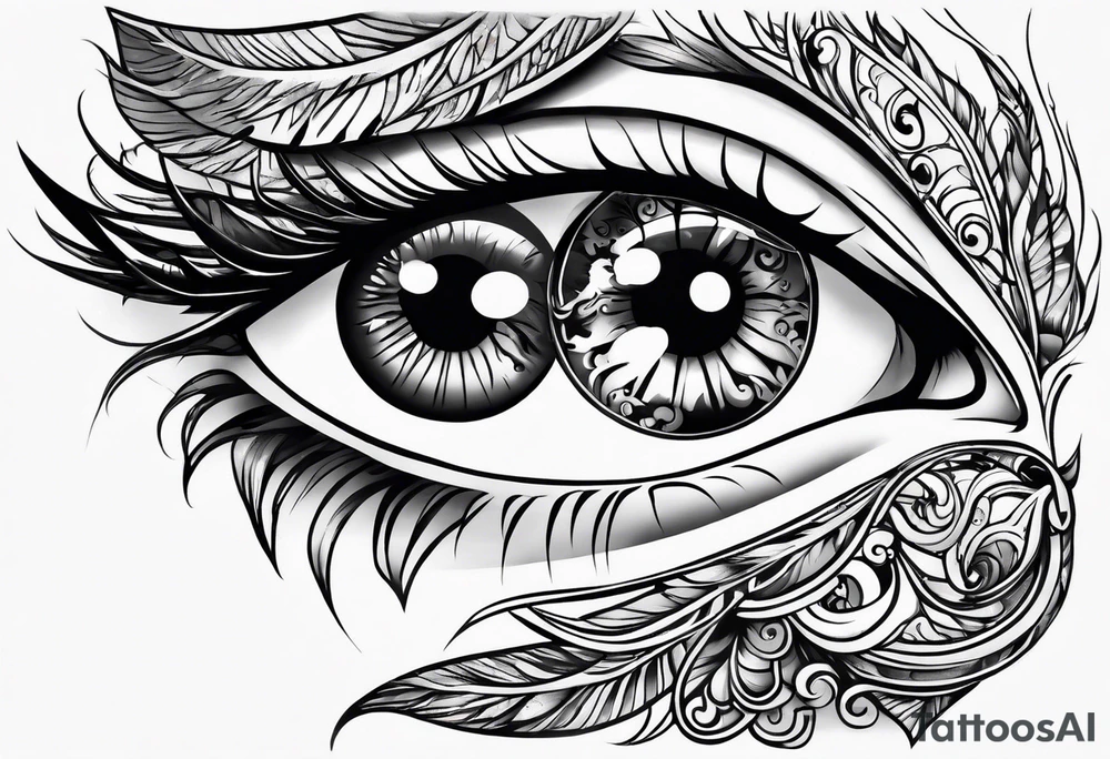 big eyes with lighting tattoo idea