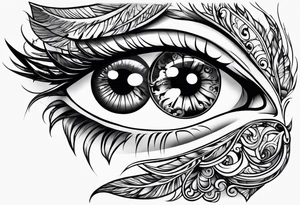 big eyes with lighting tattoo idea