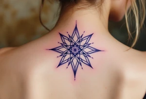A violet eight-pointed star tattoo channels mysticism and spiritual awakening. tattoo idea