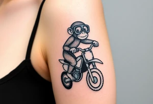 cheeky monkey on a dirt bike wearing goggles tattoo idea