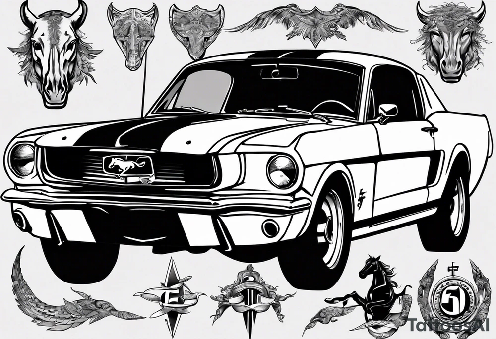 1966 ford mustang tattoo idea