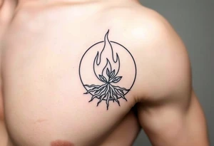 flame in a roots circle, with little sprout tattoo idea