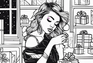 girl with presents tattoo idea