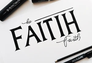 The word FAITH with “came this far by” running through it tattoo idea