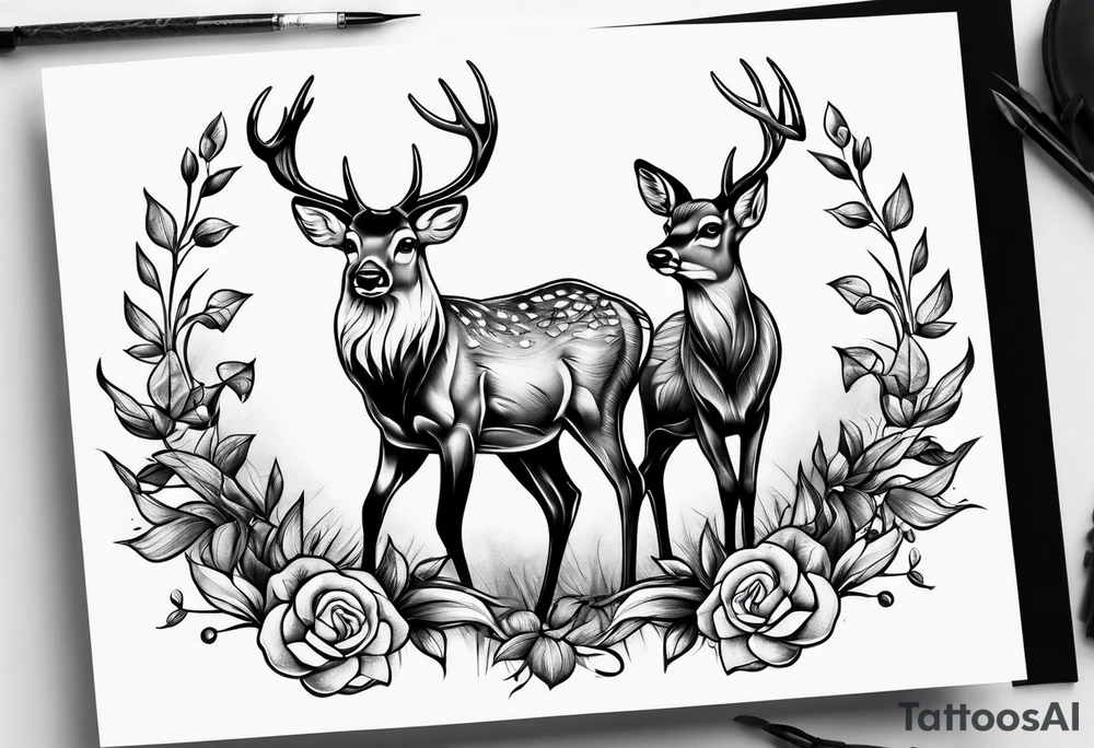 buck and fawn tattoo idea