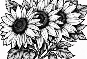 sketch sunflower tattoo idea