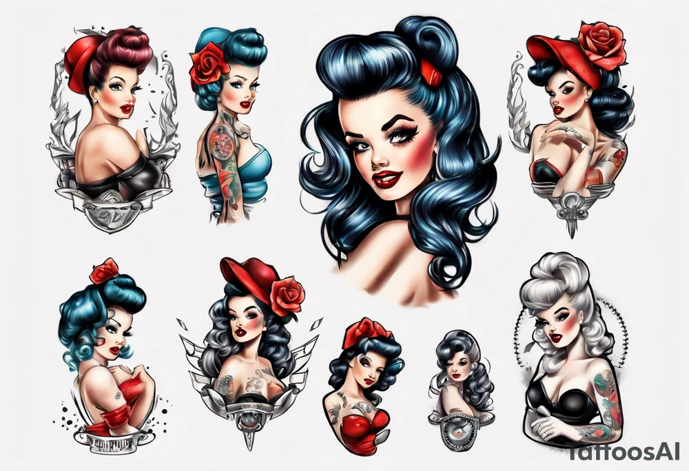 topless pinup doll tattoo idea