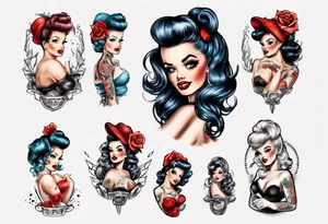 topless pinup doll tattoo idea