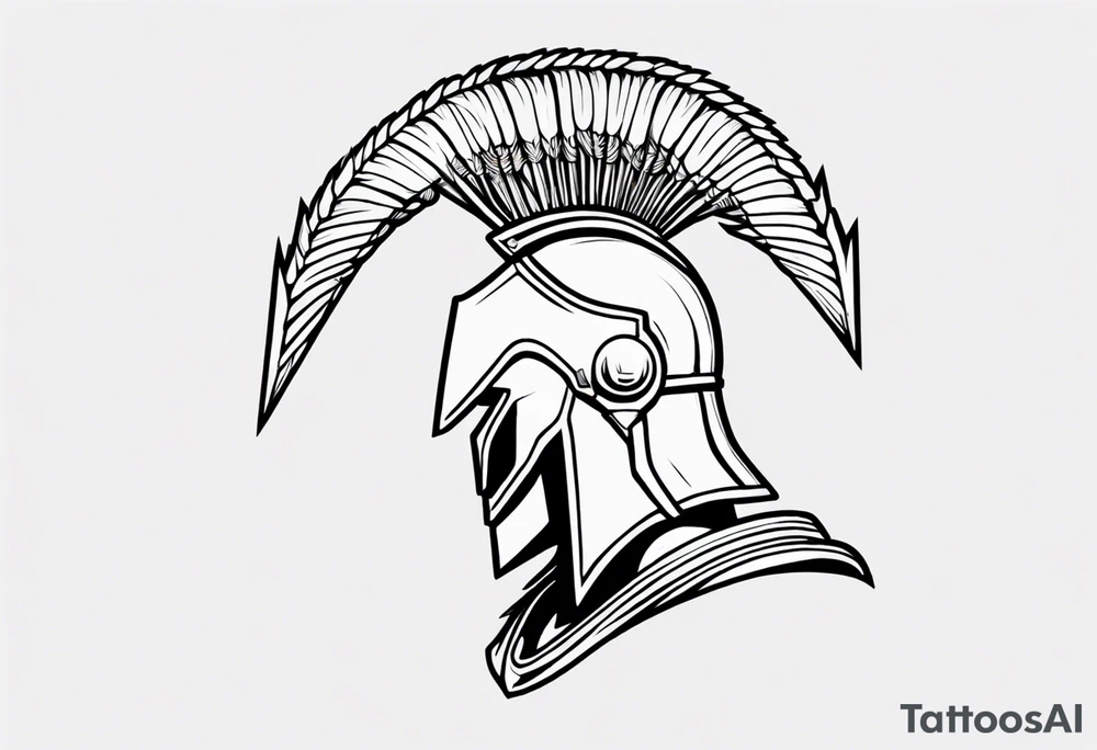 rectangular landscape format ultra-fine line linework vector of a spartan from the side, spartan spear, spartan shield, laurel wreath tattoo idea