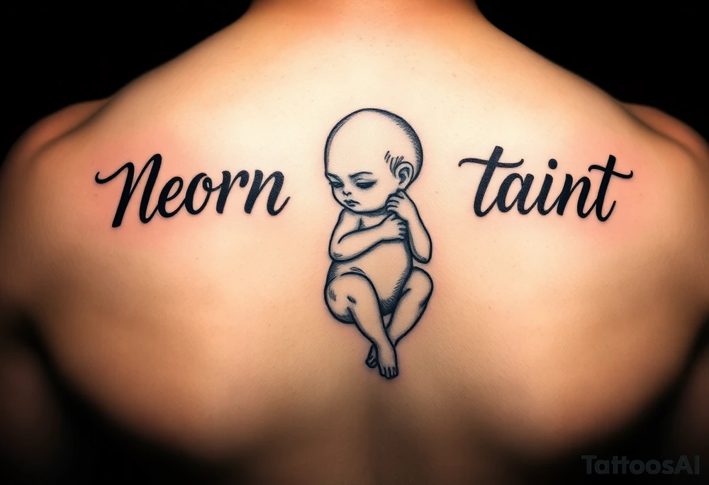 natural born talent written with an fetus holding a microphone tattoo idea