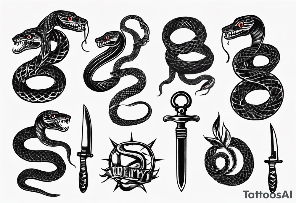 A snake wrapping a knife tattoo idea