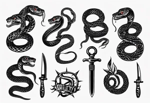 A snake wrapping a knife tattoo idea
