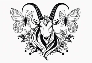 Capricorn and butterflies with a cross sleeve tattoo idea