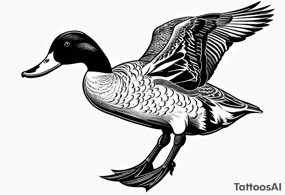 Hunting decoy Duck with a conducting stick tattoo idea